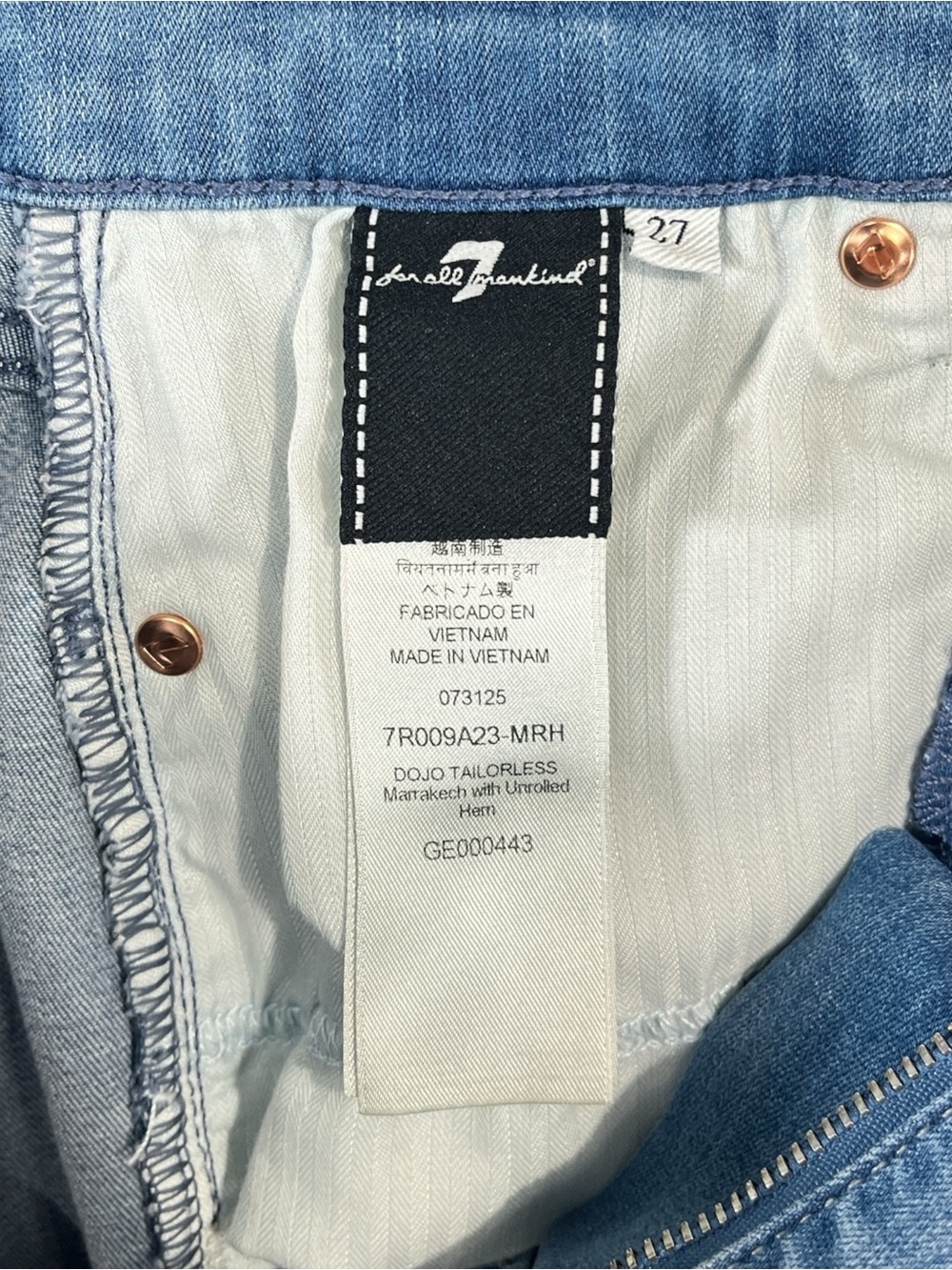 NWT 7 For All Mankind DOJO Tailorless In Marrakech with Unrolled Hem Size 27 - Picture 9 of 10